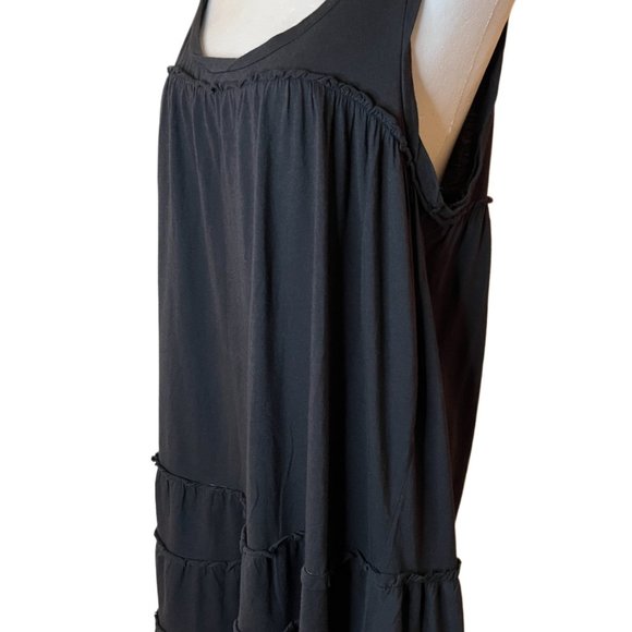 Hi Line Casual Black Tiered Loose Fit Flowy Dress / Cover Up Size Small - Picture 5 of 12